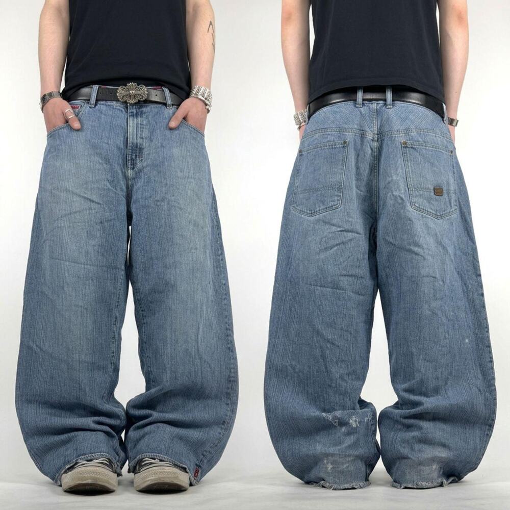 Vintage y2k distressed ecko unltd grunge baggy wide leg skater rare jeans